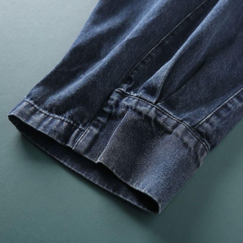 Höstvinatge Löstvättade Sömmar Casual Denim Dambyxor