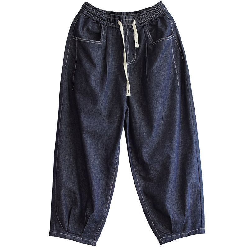 Kvinnor Retro Casual Sommar Lösa Harem Bomullsjeans