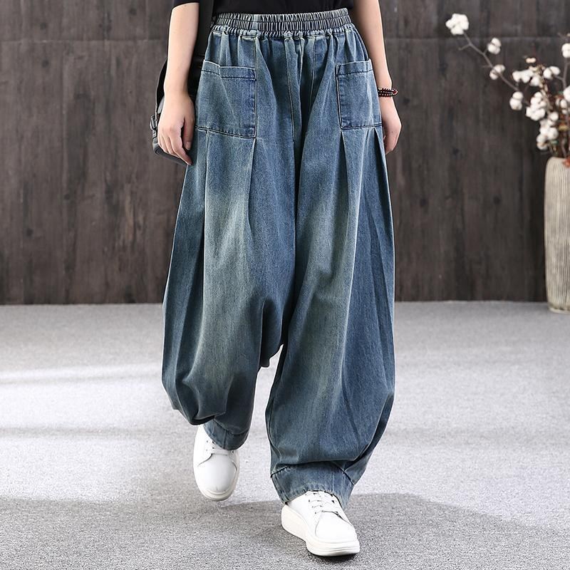 Lös Retro Sand Mopping Casual Denim Byxor