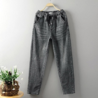 Lös Simple Plus Size Denim Harem Pants 3xl