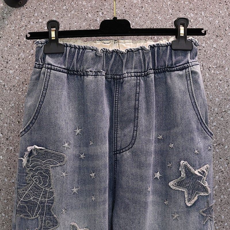 Lösa Kvinnor Retro Bomull Harem Jeans