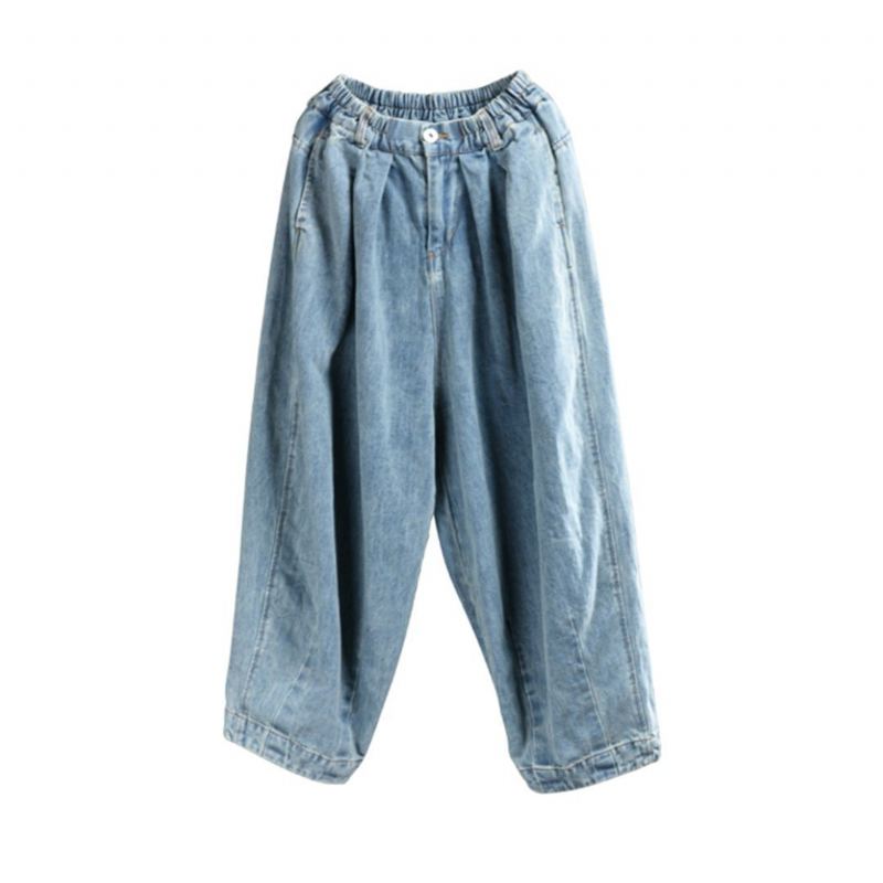 Loose Fit Denim Harem Byxor