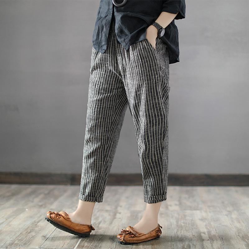 Randiga Casual Cropped Linen Harem Pants S-5xl