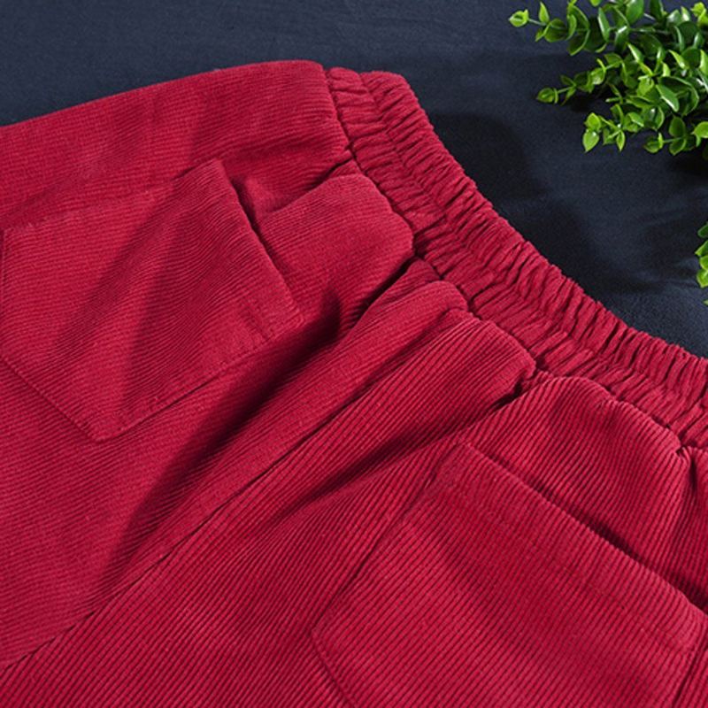 Retro Cotton Velvet Thickening Casual Loose Corduroy Byxor