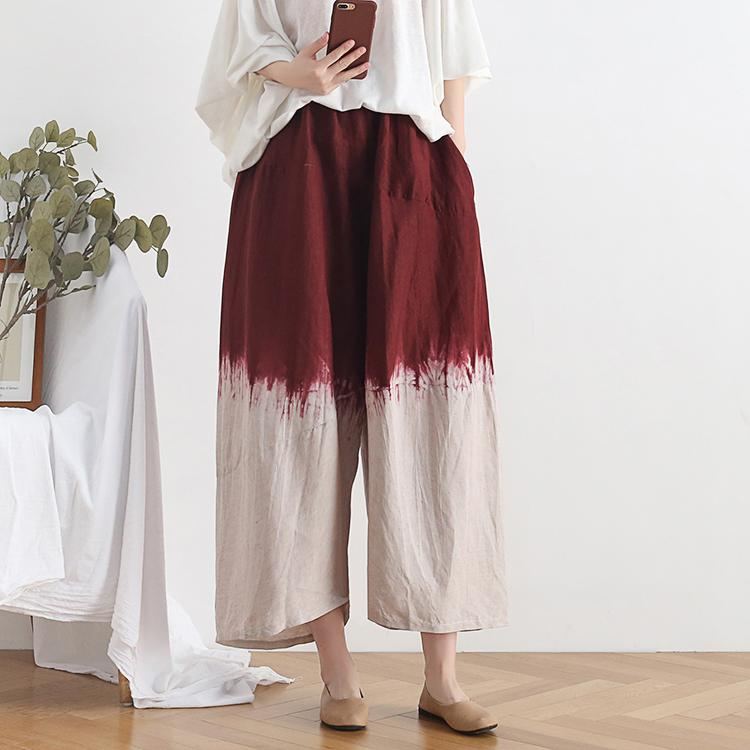 Retro Loose Wide Leg Bomull Linne Casual Byxor