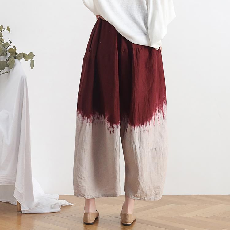 Retro Loose Wide Leg Bomull Linne Casual Byxor