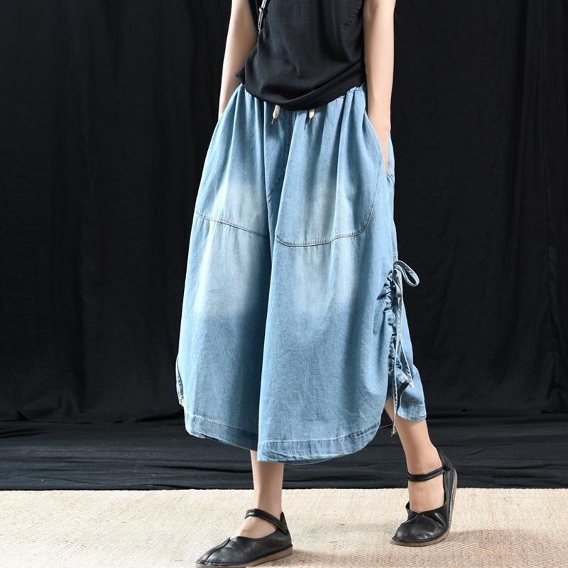 Retro Wide Leg Denim Casual Snygga Byxor L-3xl