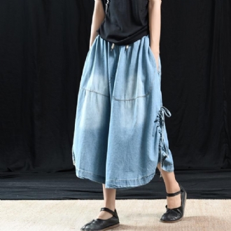 Retro Wide Leg Denim Casual Snygga Byxor L-3xl