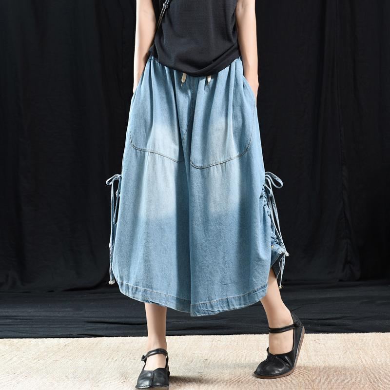 Retro Wide Leg Denim Casual Snygga Byxor L-3xl