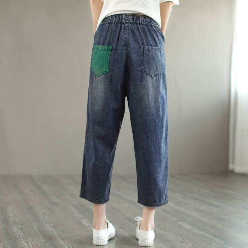 Sommar Dam Casual Lösa Denim Harem Jeans