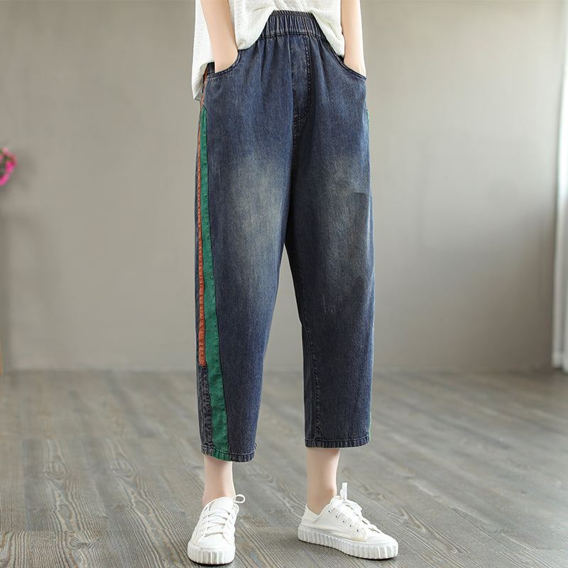 Sommar Dam Casual Lösa Denim Harem Jeans