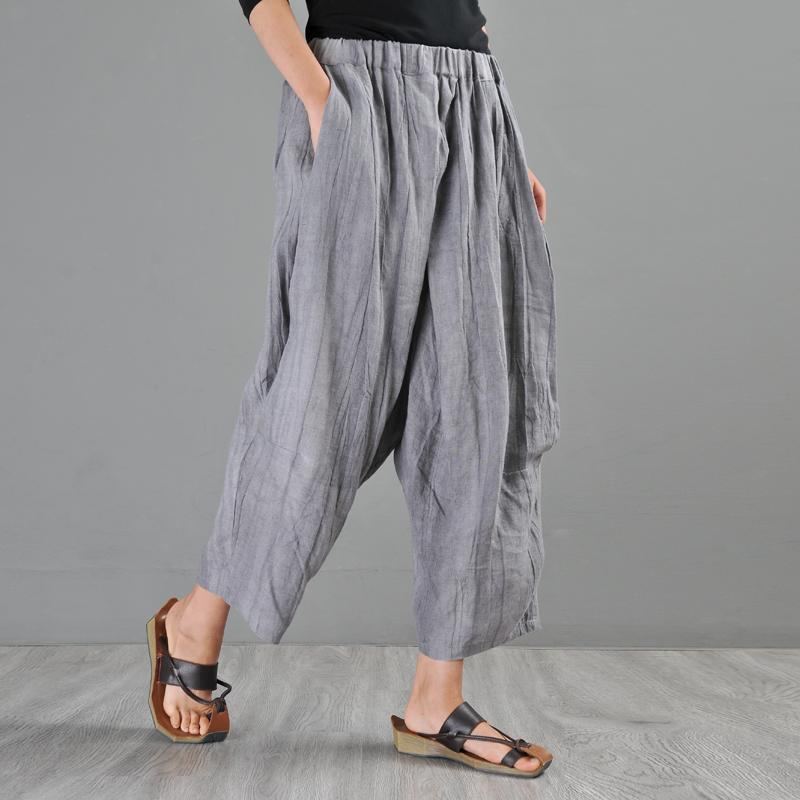 Sommar Nya Linne Retro Casual Loose Byxor