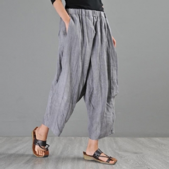 Sommar Nya Linne Retro Casual Loose Byxor