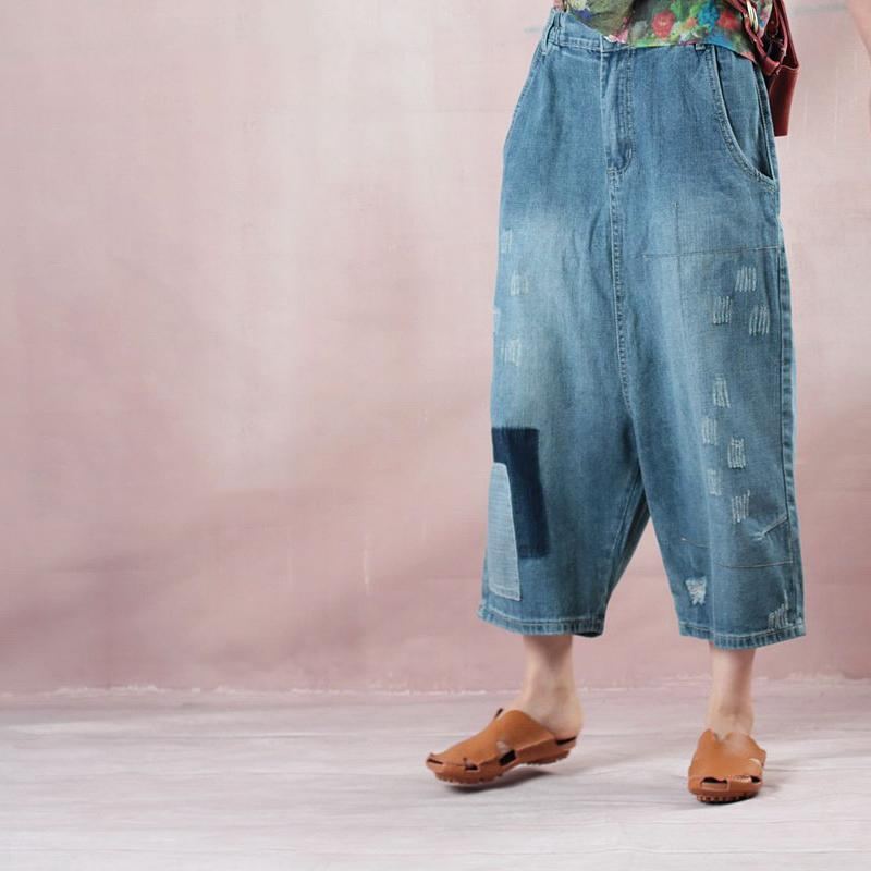 Spring Loose Denim Wide Leg Dambyxor