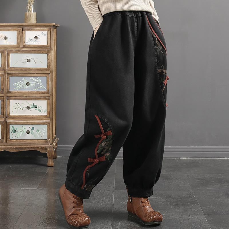 Spring Retro Casual Patchwork Loose Harem Jeans