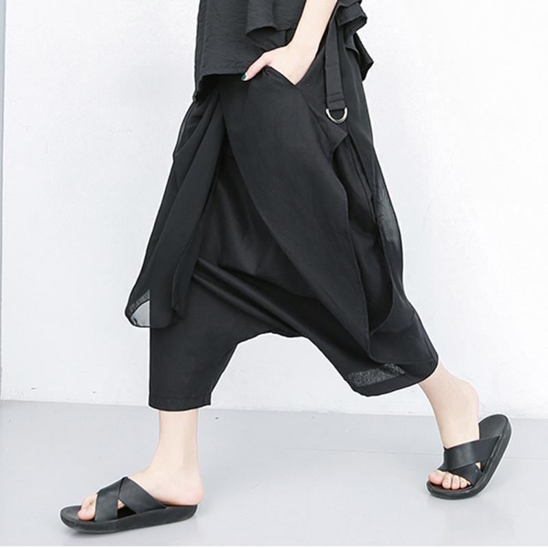 Summer Stitching Chiffong Harem Irregular Pants