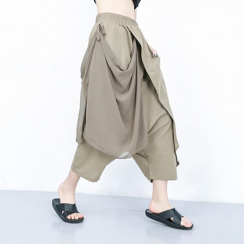 Summer Stitching Chiffong Harem Irregular Pants