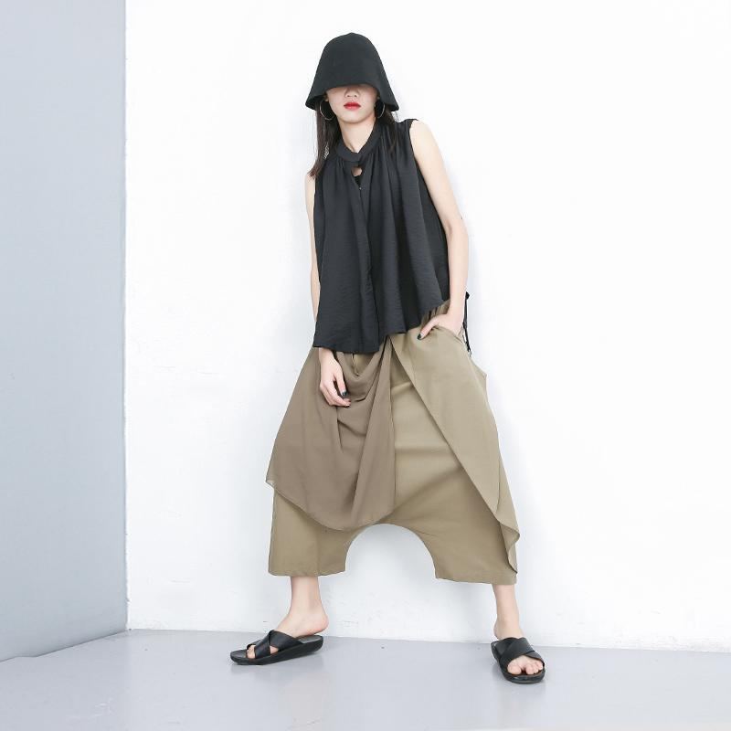 Summer Stitching Chiffong Harem Irregular Pants