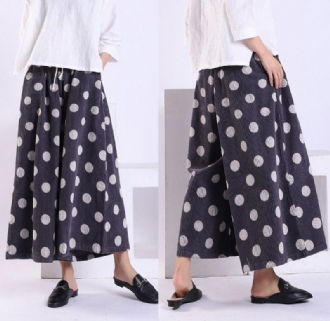 Vår Höst Polka Dot Corduroy Wide Leg Byxor