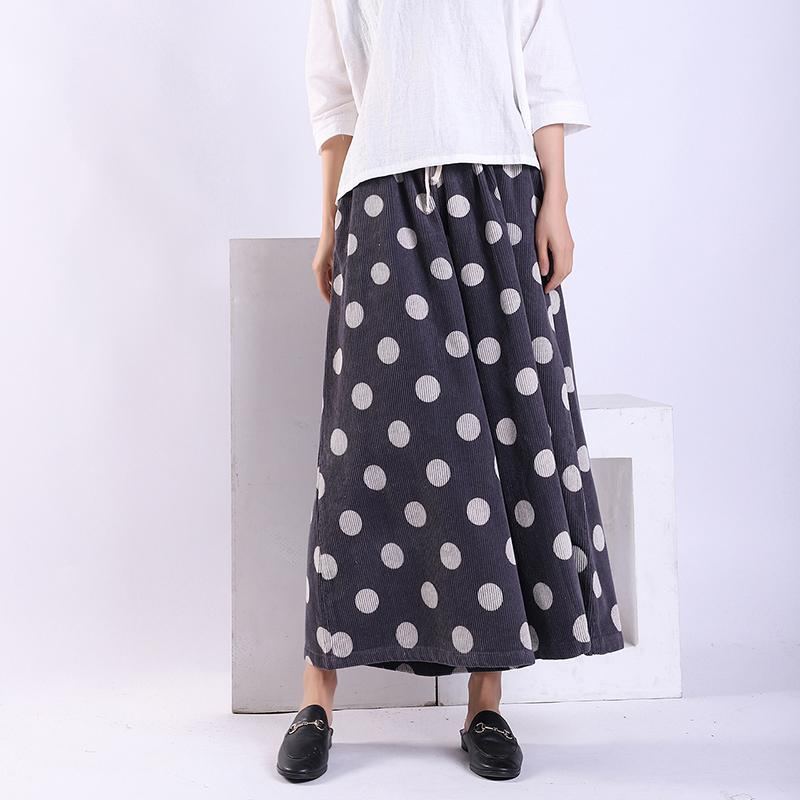 Vår Höst Polka Dot Corduroy Wide Leg Byxor