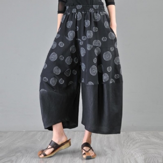 Vår Sommar Bomull Linne Casual Cropped Loose Byxor