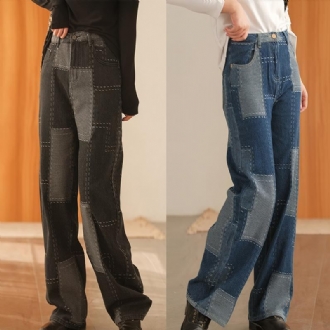 Våren Patchwork Harem Bomullsjeans