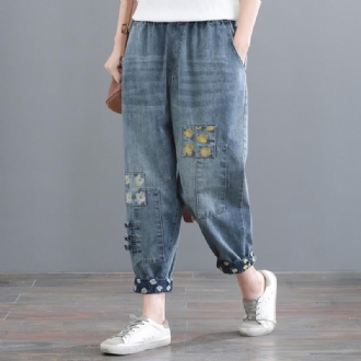 Vintage Broderi Denim Harem Byxor