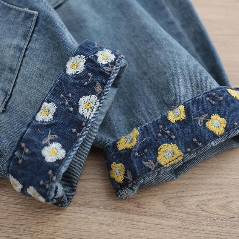 Vintage Broderi Denim Harem Byxor