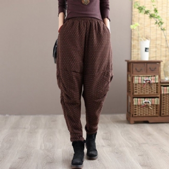 Winter Retro Thicken Cotton Lös Casual Harem Byxor